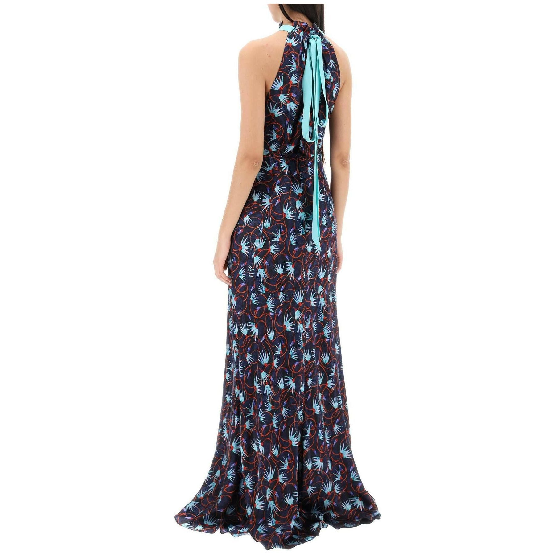 Michelle Blue Floral Silk Print Maxi Dress SALONI JOHN JULIA.
