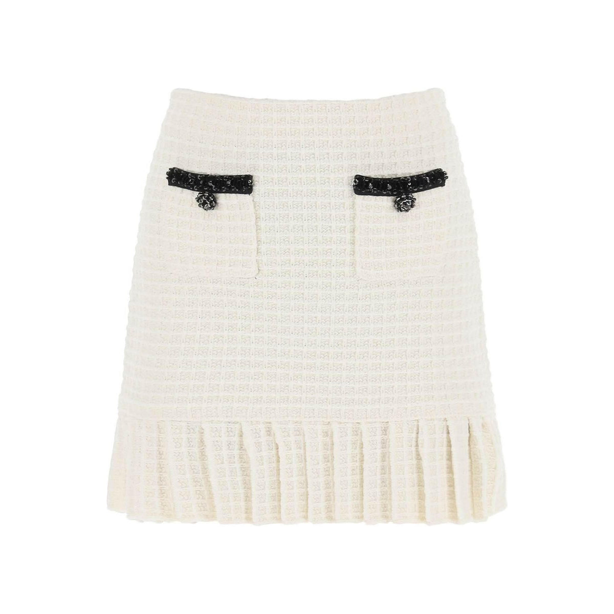 SELF PORTRAIT - Knitted Mini Skirt With Sequins - JOHN JULIA