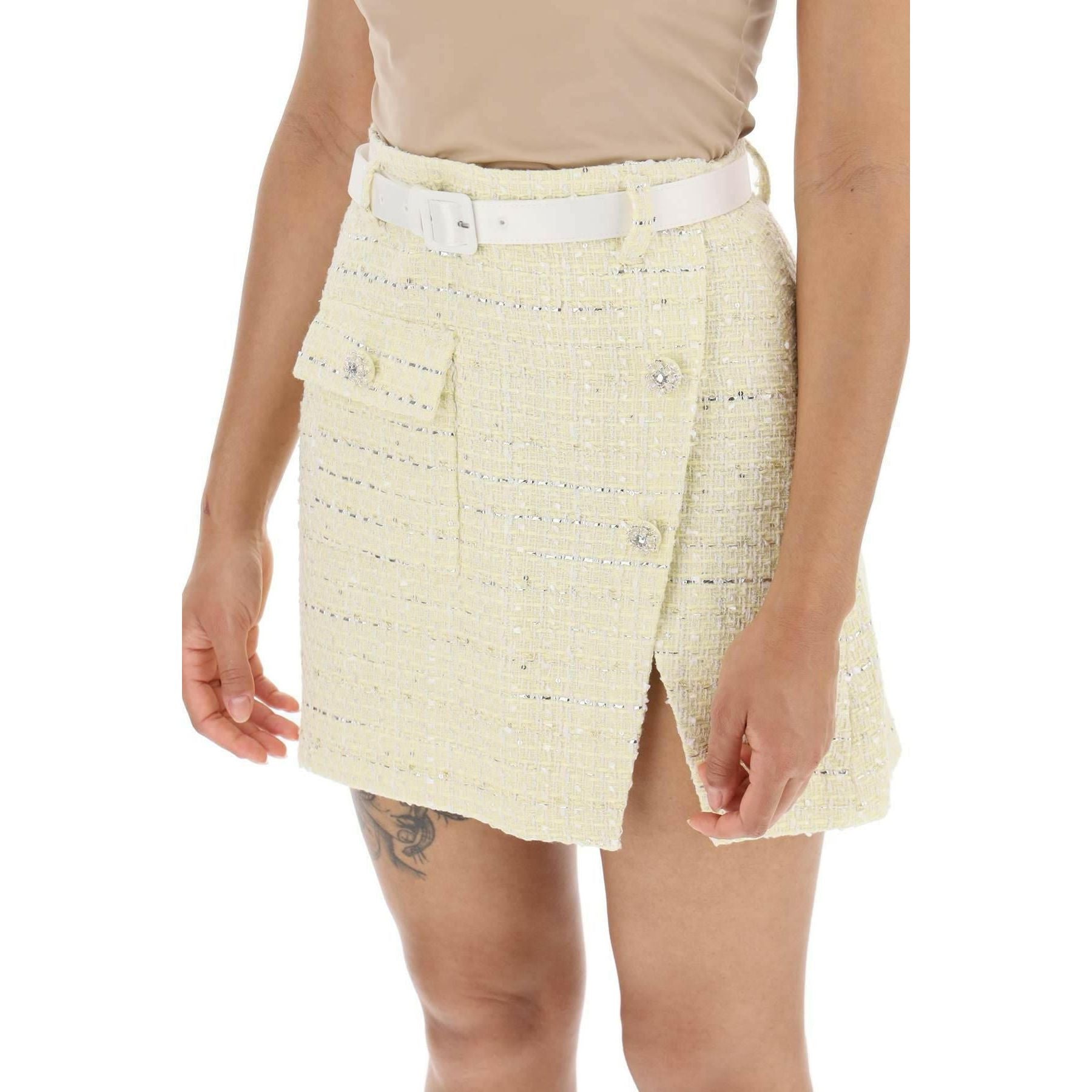 Wrap Mini Skirt In Boucle Tweed SELF PORTRAIT JOHN JULIA.