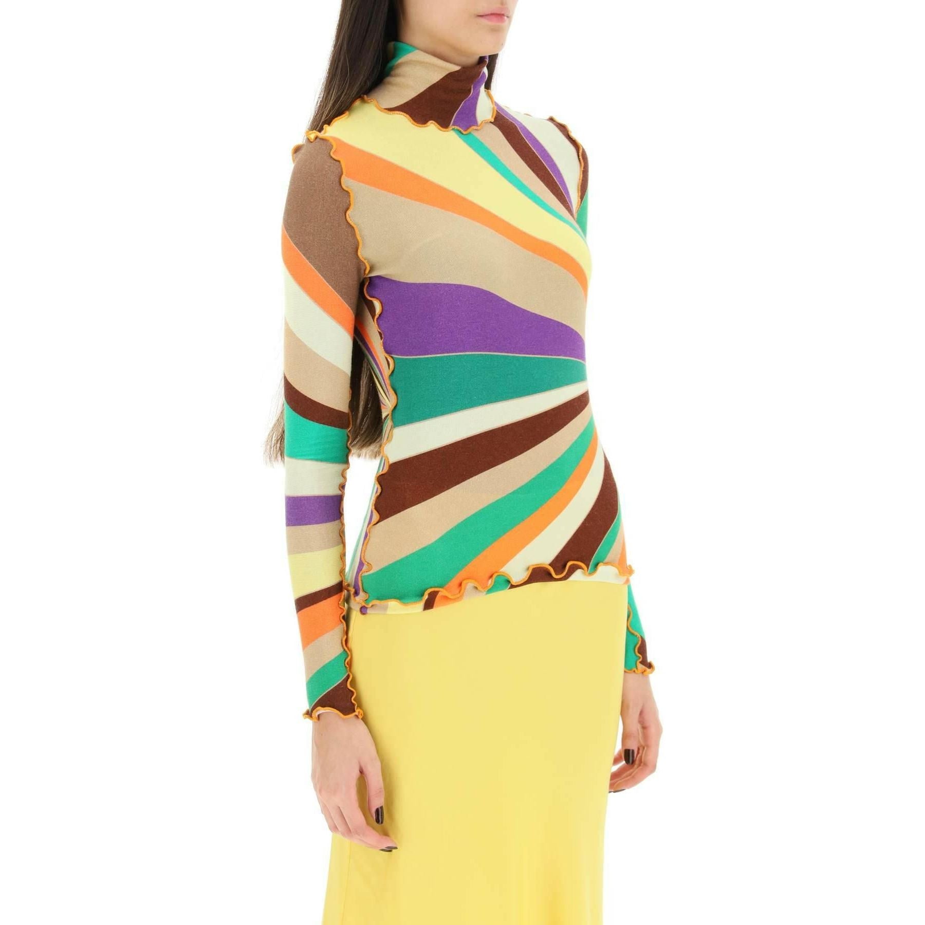 Multicolored Turtleneck Sweater With Gathered Stitching SIEDRES JOHN JULIA.