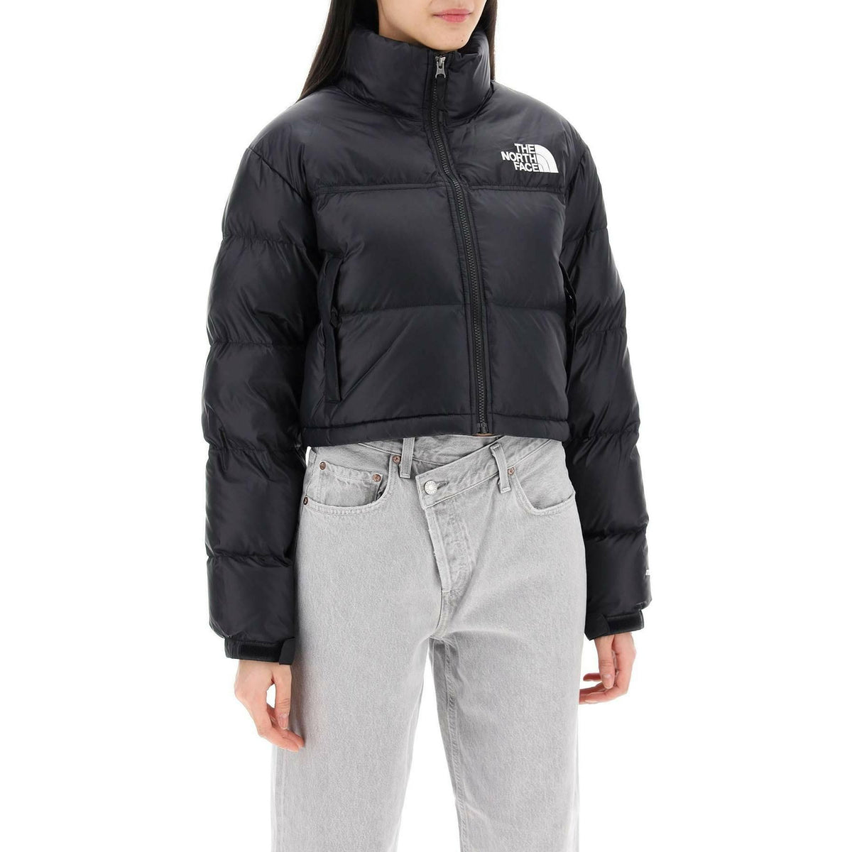 THE NORTH FACE - The North Face Black Cropped Nuptse Jacket with Recycled Down - JOHN JULIA
