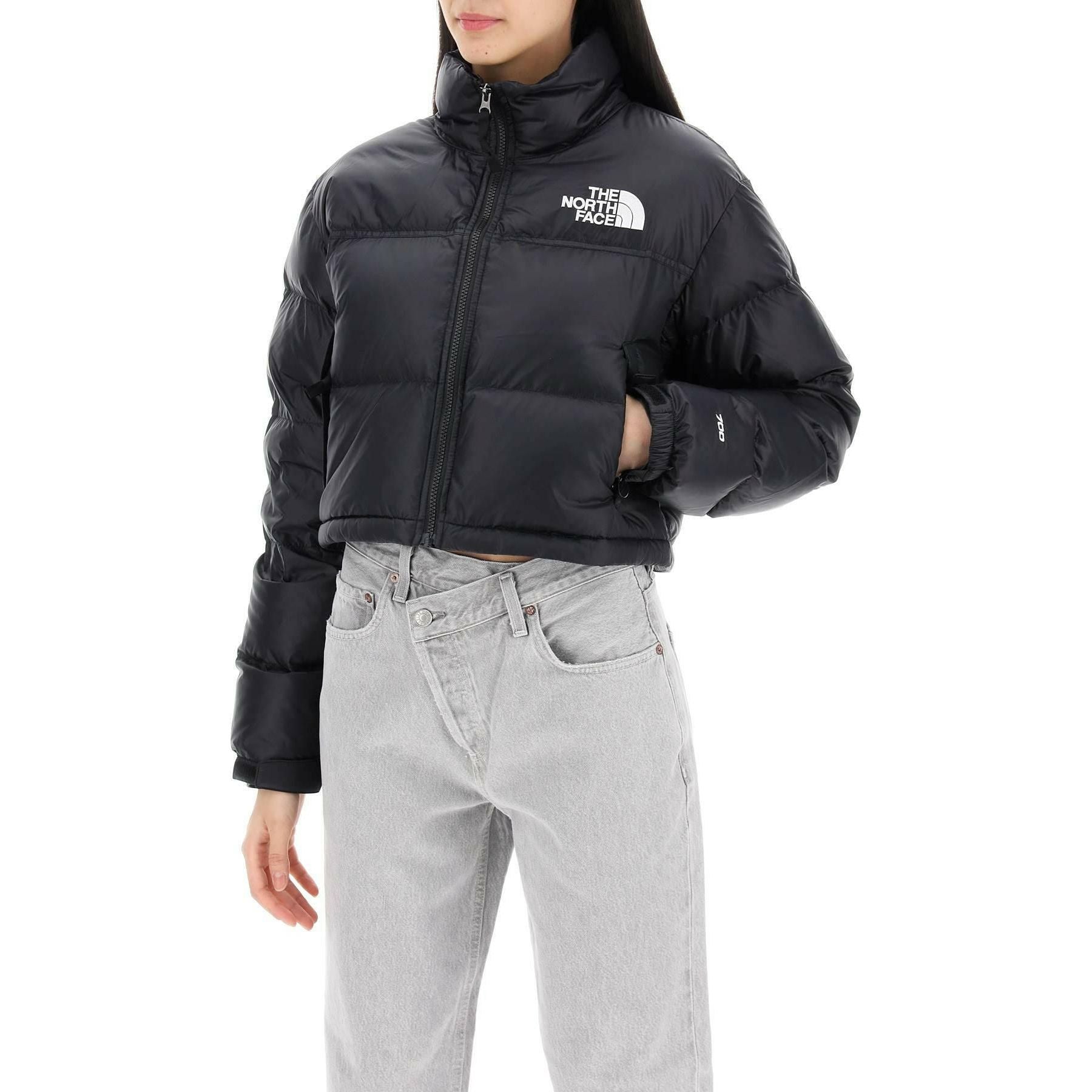 Black Cropped Nuptse Jacket with Recycled Down THE NORTH FACE JOHN JULIA.