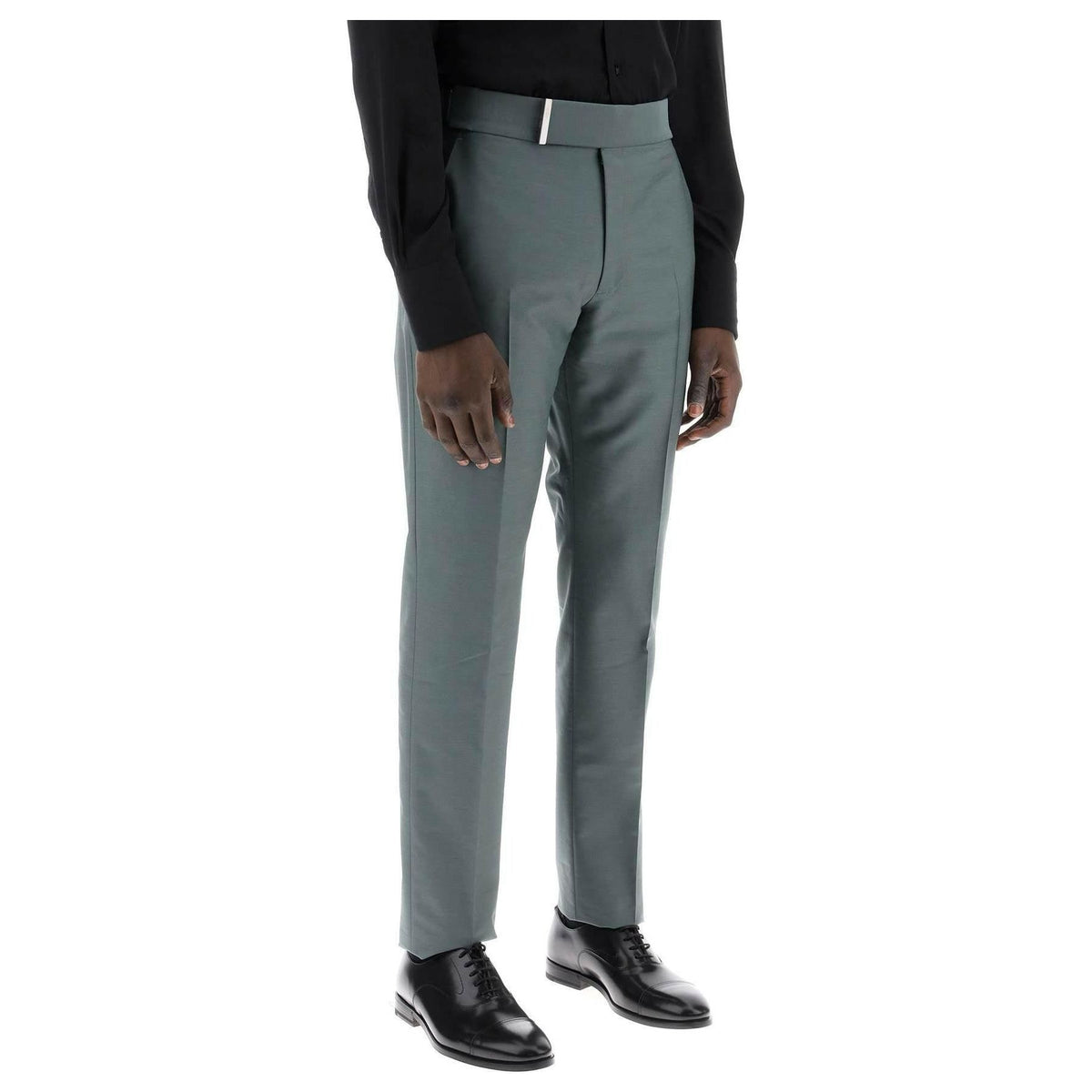 TOM FORD - Tom Ford Green Atticus Tailored Wool and Silk Mikado Blend Trousers - JOHN JULIA