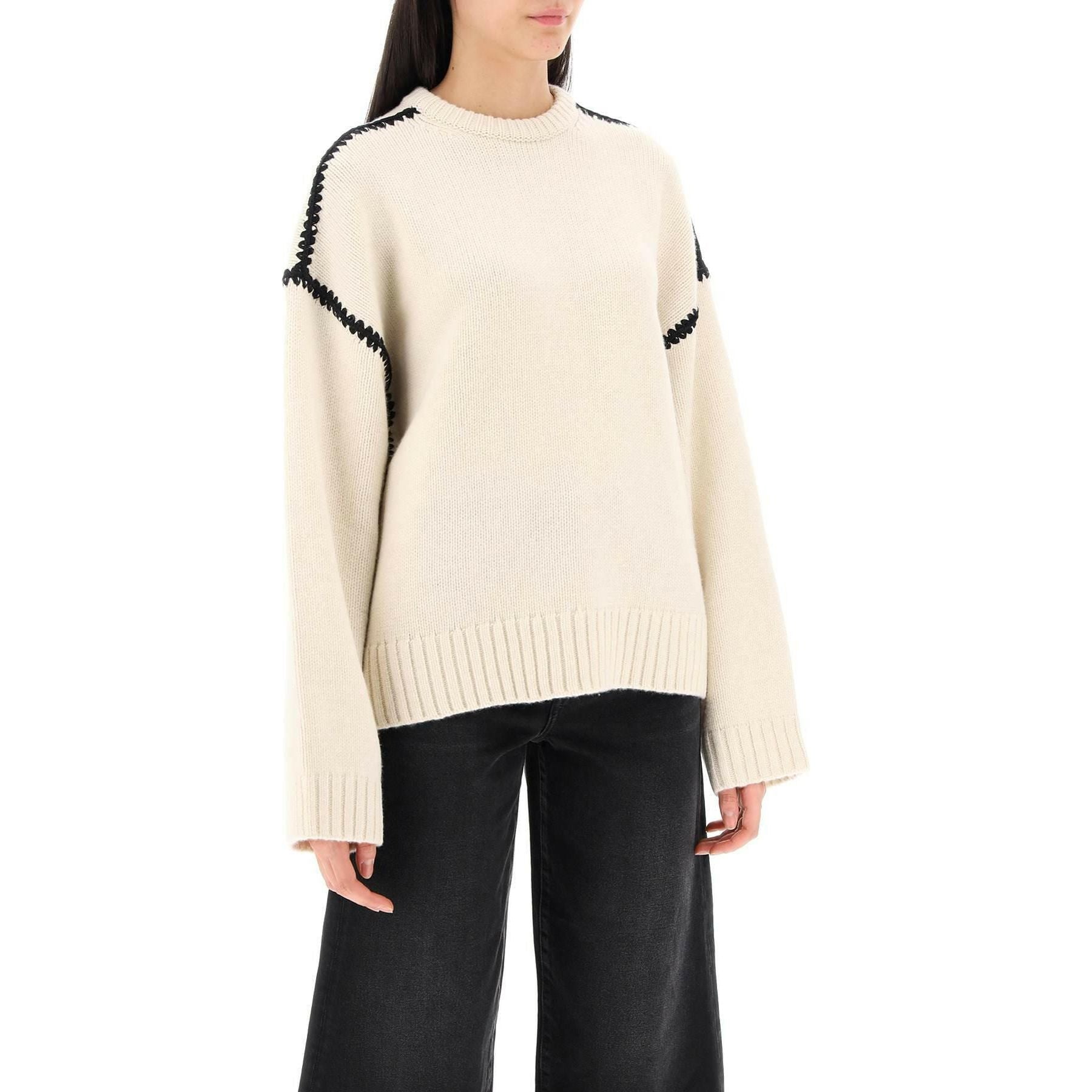 Embroidered wool cashmere knit snow TOTEME JOHN JULIA.