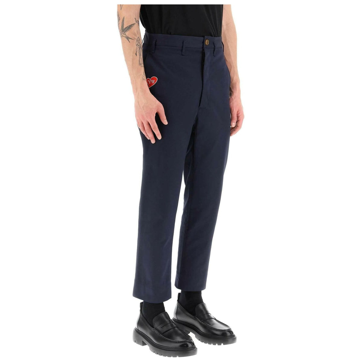 VIVIENNE WESTWOOD - Cropped Cruise Pants Featuring Embroidered Heart Shaped Logo - JOHN JULIA