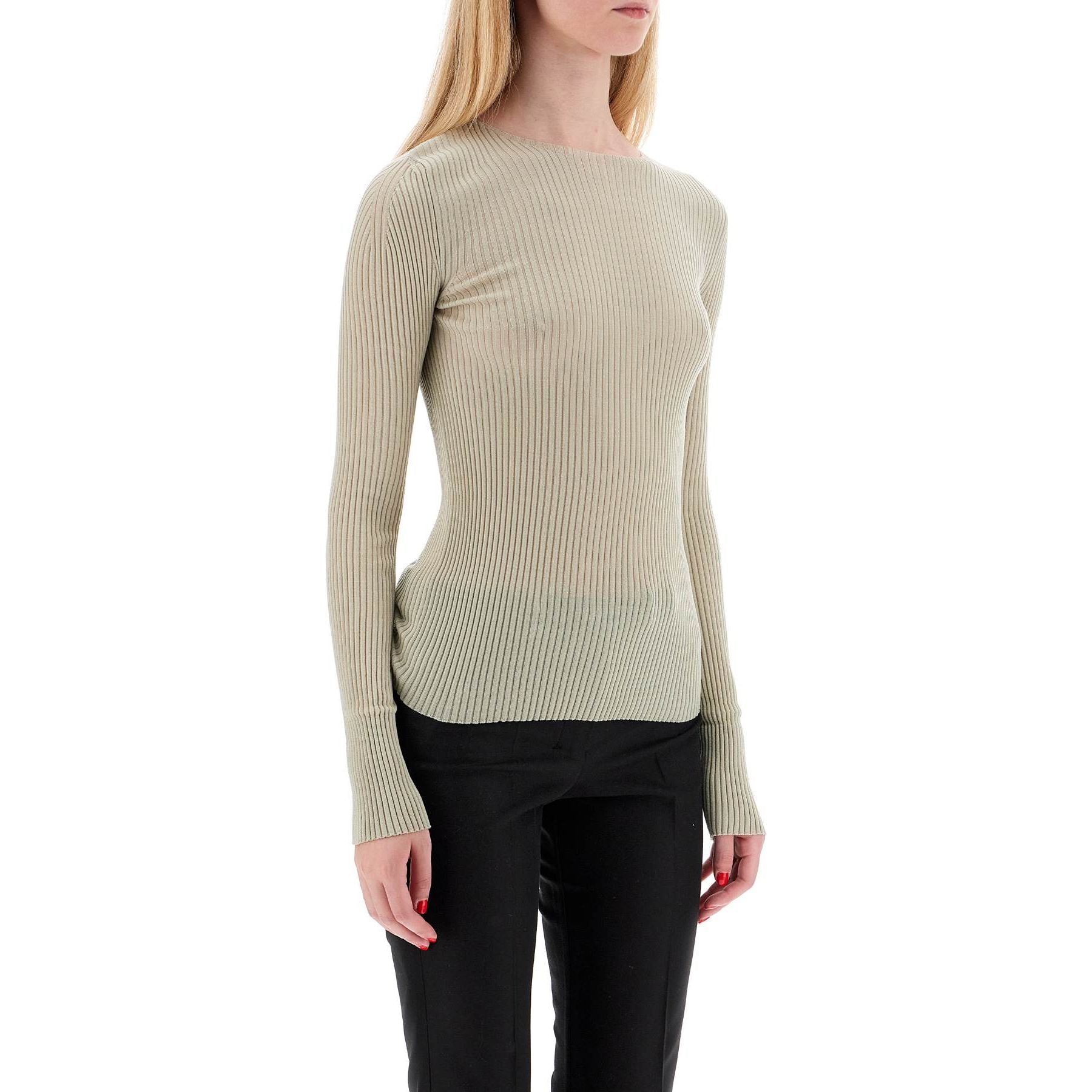 Ribbed Wool Top With A High