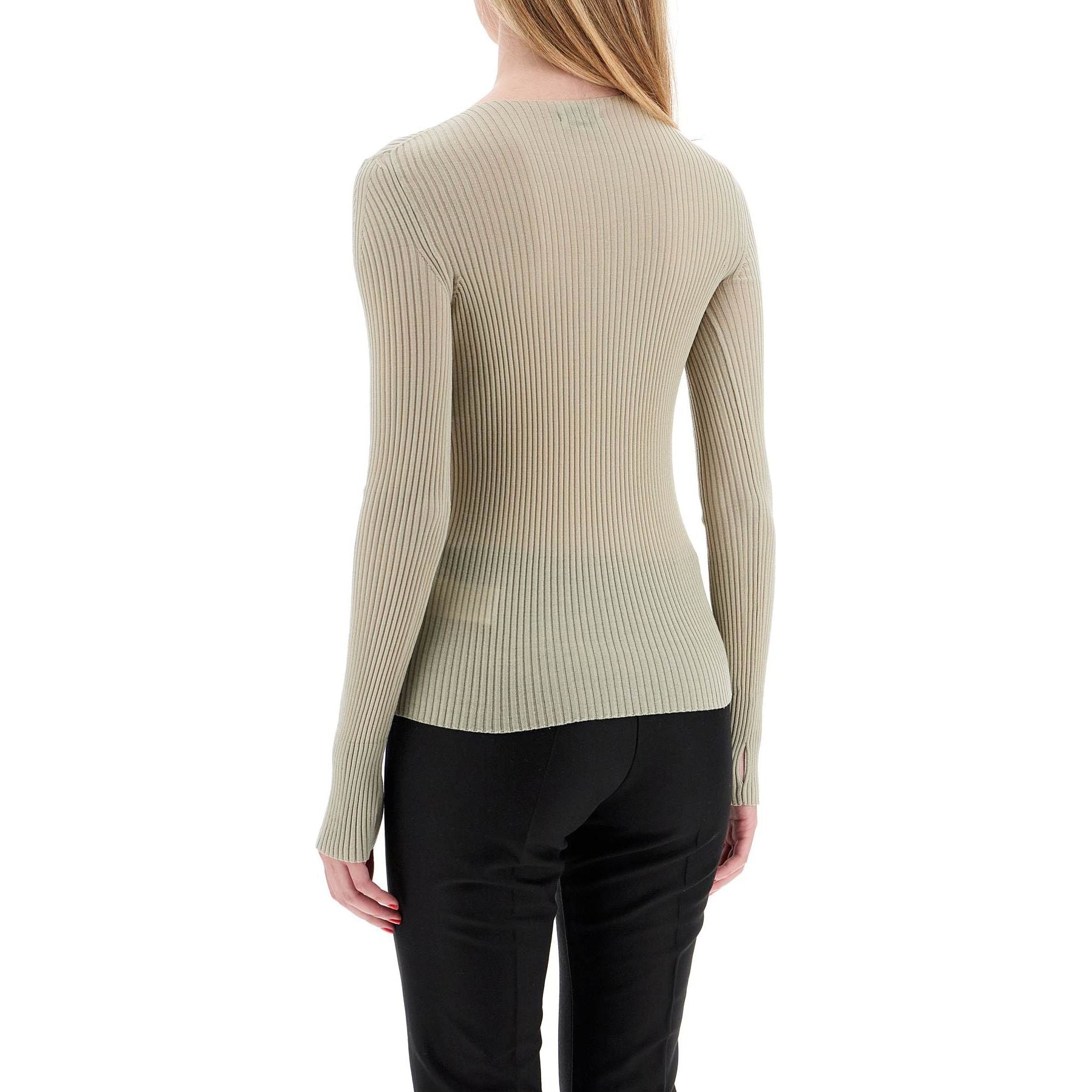 Ribbed Wool Top With A High