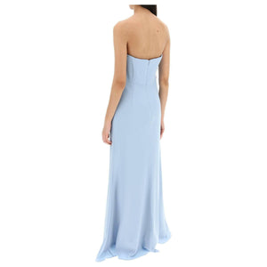 Strapless Satin Crepe Gown.