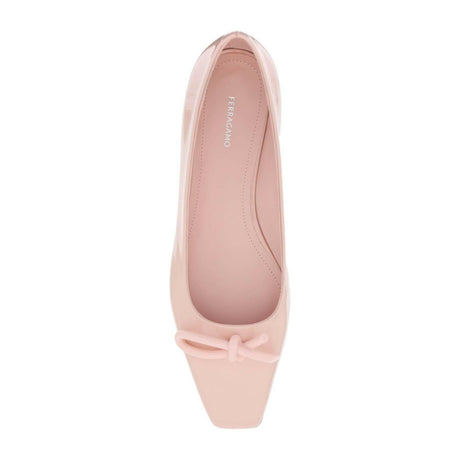 Patent Leather Ballet Flats With Asymmetrical Bow FERRAGAMO JOHN JULIA.