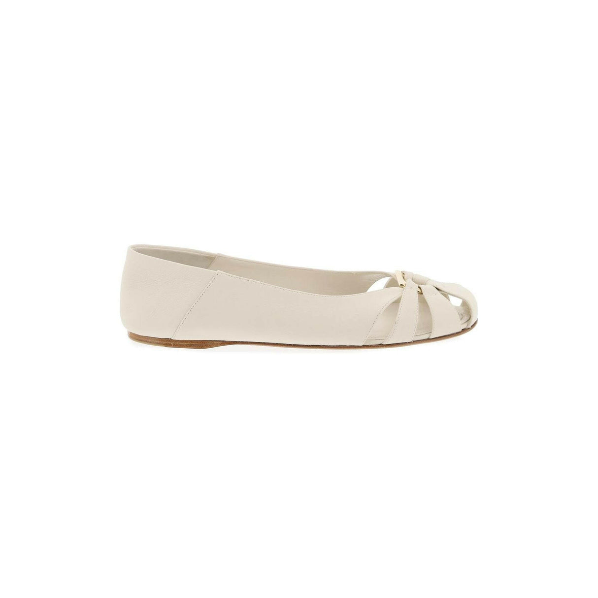 Aurelie Gancini Ornament Leather Ballet Flats.