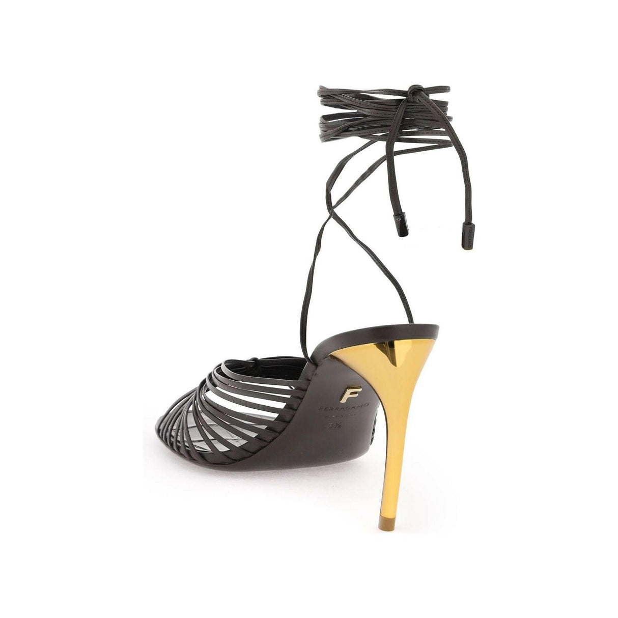 Atena Curved Heel Leather Sandals.