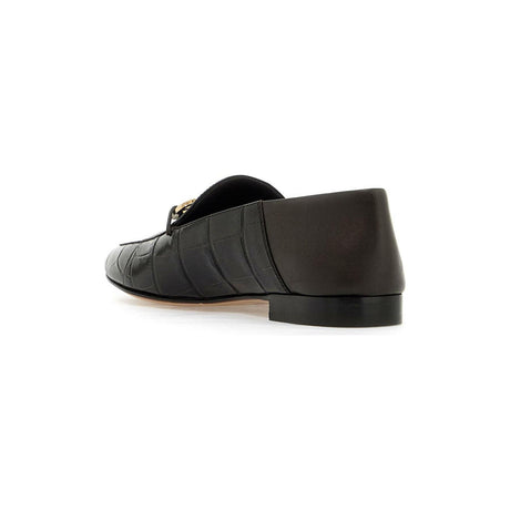 Louis Croc-Embossed Leather Loafers.