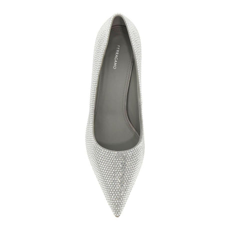 FERRAGAMO-Crystal Embellished Pointed Toe Pumps-JOHN JULIA