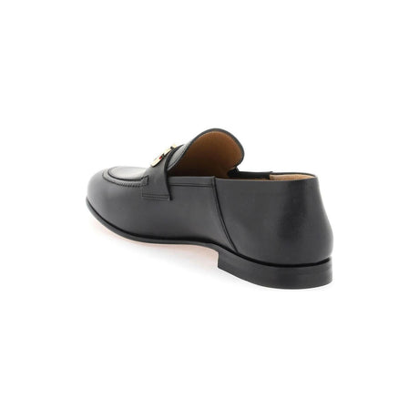 Black Gancini Leather Loafers FERRAGAMO JOHN JULIA.