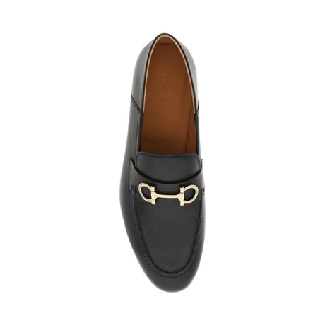 Black Gancini Leather Loafers FERRAGAMO JOHN JULIA.