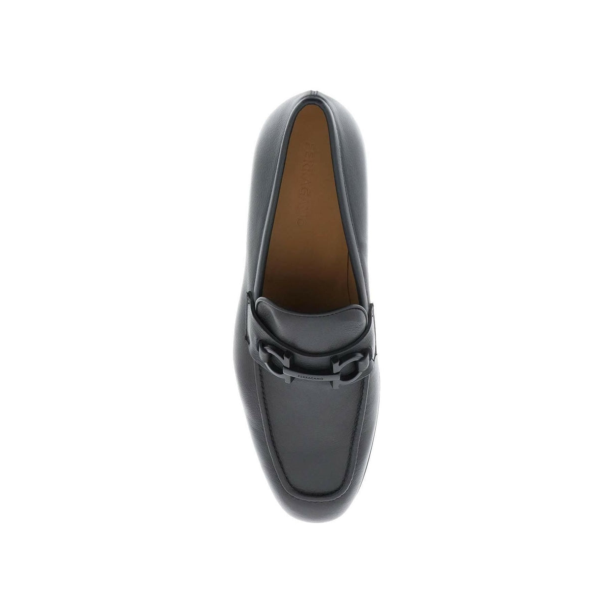 Black Gancini Leather Loafers FERRAGAMO JOHN JULIA.