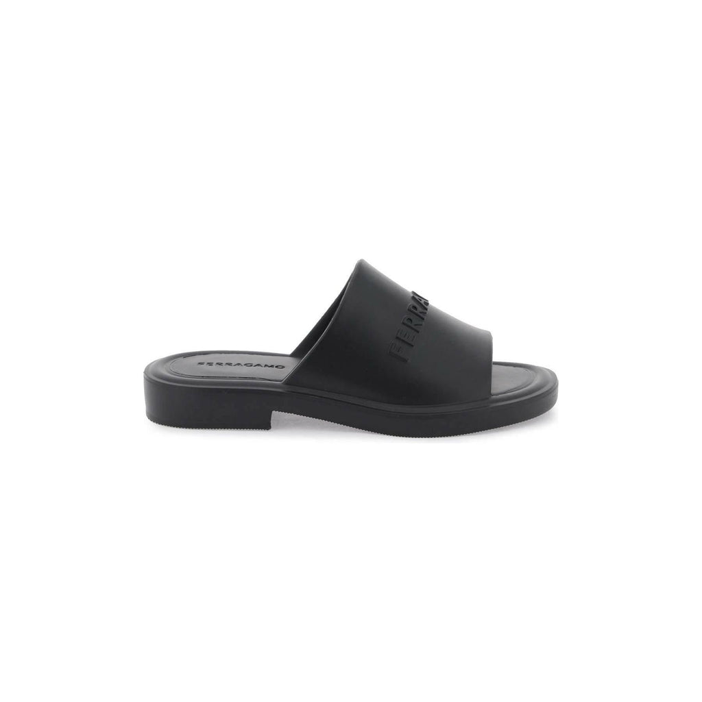 FERRAGAMO Black Rubber Sandals