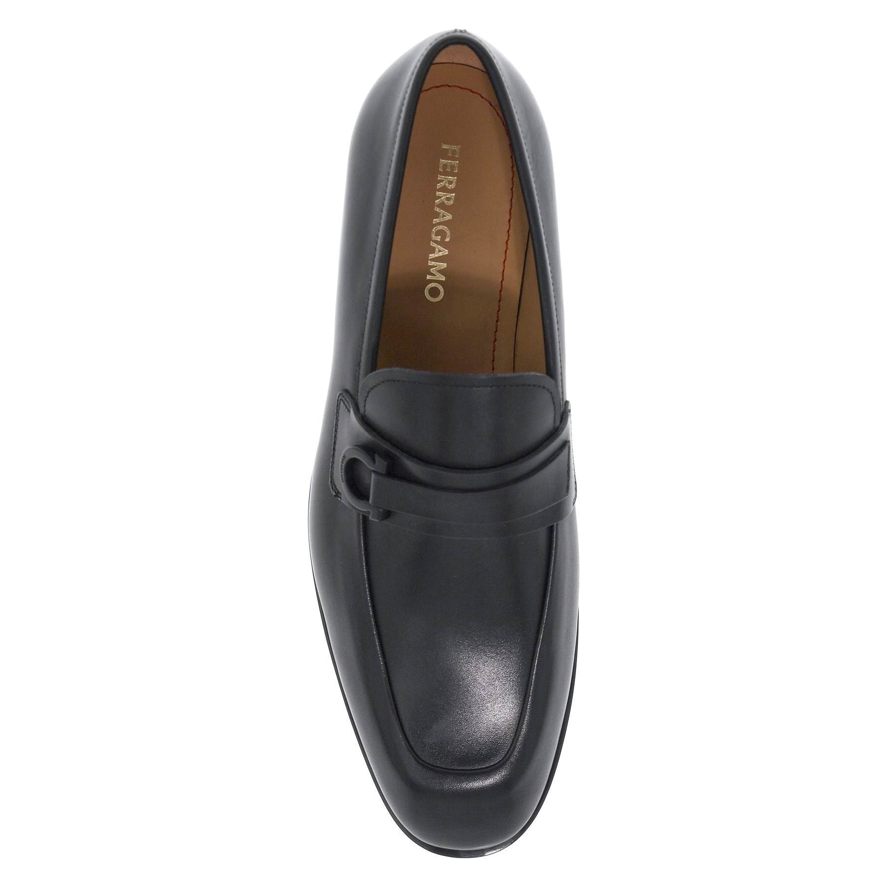 Smooth Leather Loafers With Gancini