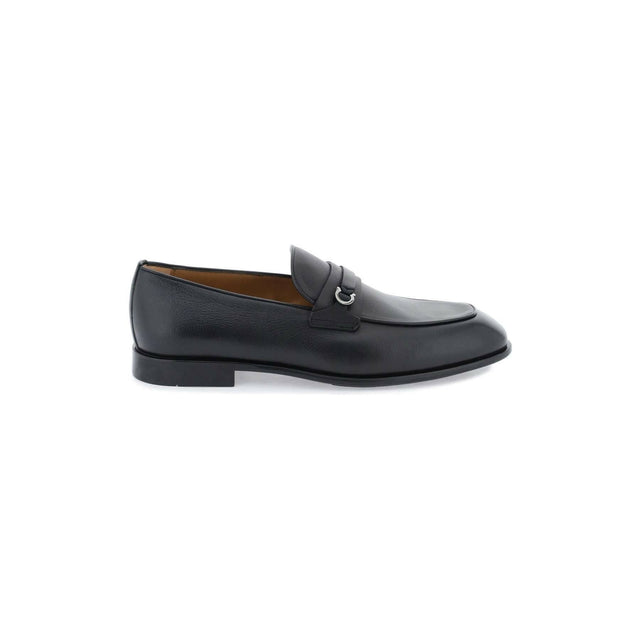 Black Gancini Leather Loafers FERRAGAMO JOHN JULIA.