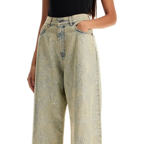 Wide Leg Jeans With Rhinestones