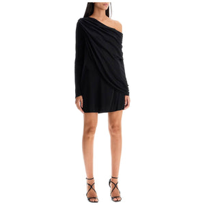 Gathered Off-Shoulder Jersey Mini Dress