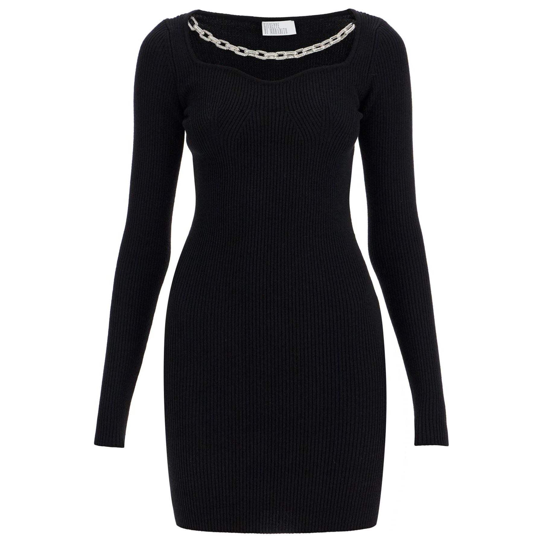 Chain Detail Merino Wool Mini Dress