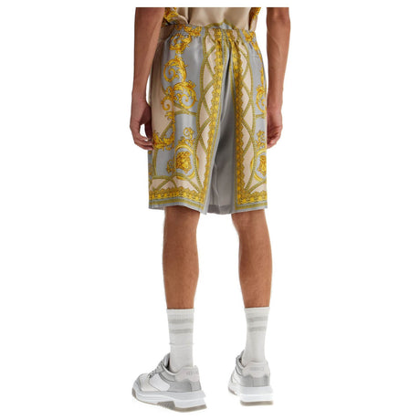 VERSACE-Silk Coupe des Dieux Print Shorts -JOHN JULIA.