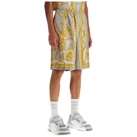 VERSACE-Silk Coupe des Dieux Print Shorts -JOHN JULIA.