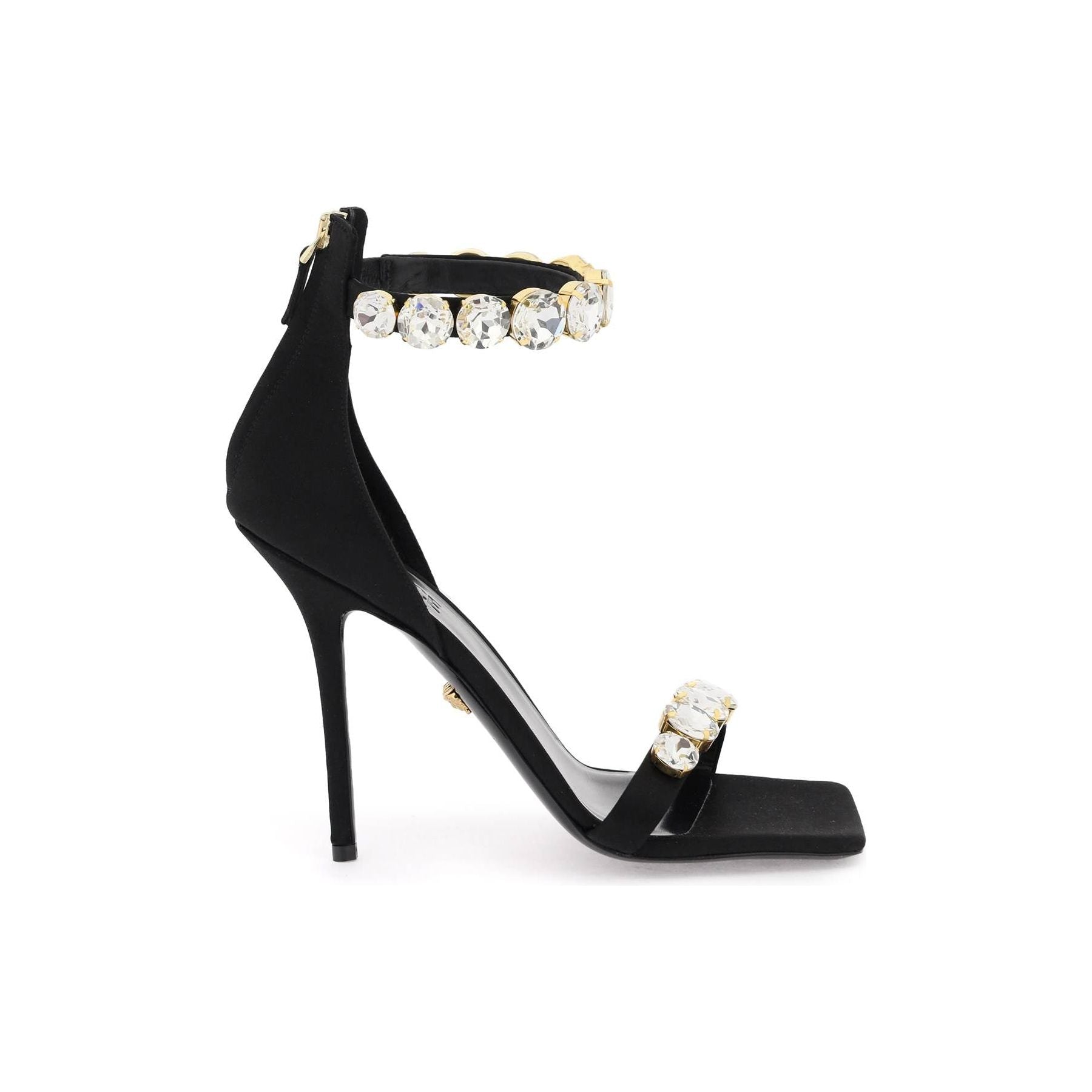 Satin Sandals With Crystals