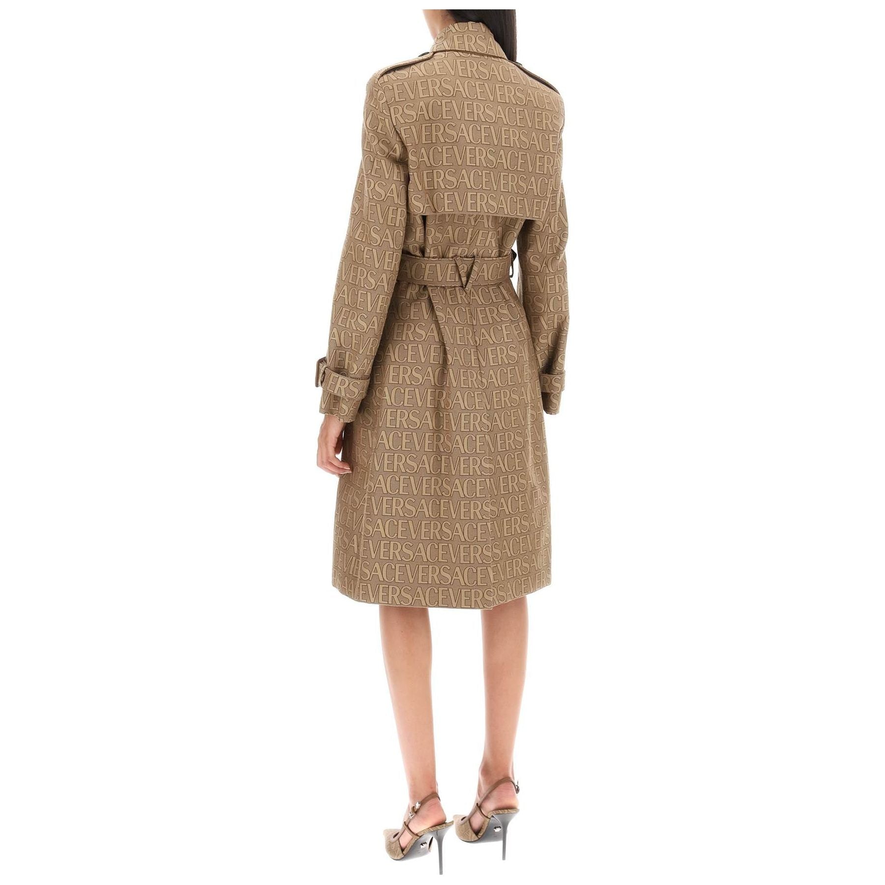 'Versace Allover' Double Breasted Trench Coat