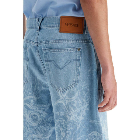 Lasered Barocco Sea Denim Shorts.