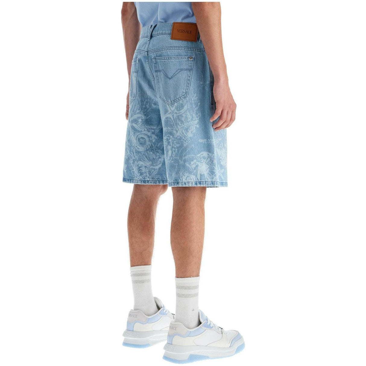 Lasered Barocco Sea Denim Shorts.