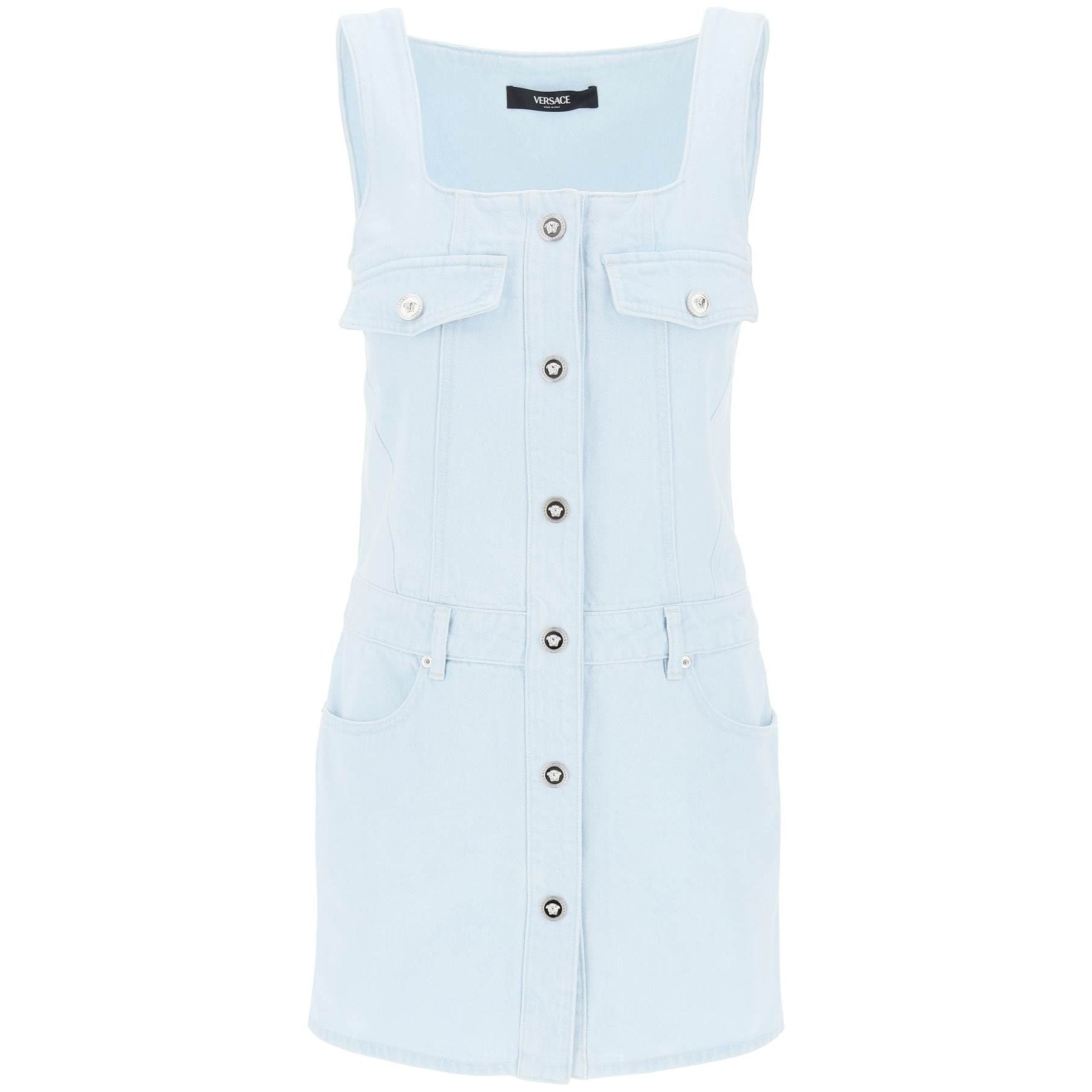 Medusa Button Mini Denim Dress