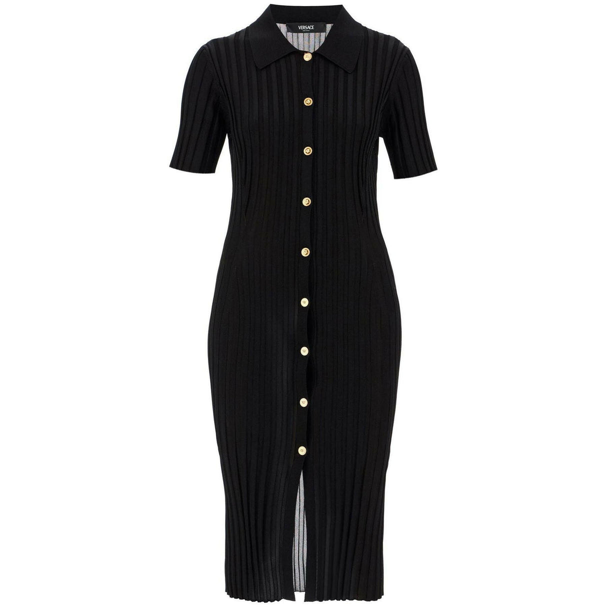 Ribbed Knit Midi Shirt Dress.