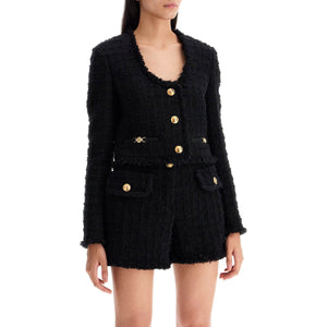 Wool and Mohair Tweed Short Jacket Medusa Buttons