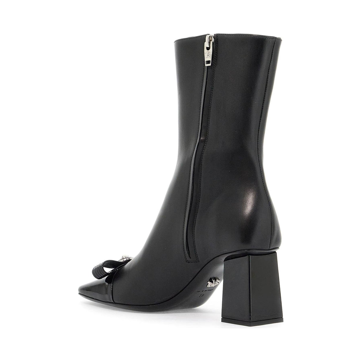 VERSACE-Gianni Ribbon Leather Ankle Boots With -JOHN JULIA.