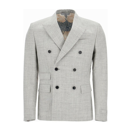 Wool-Blend Double-Breasted Blazer.