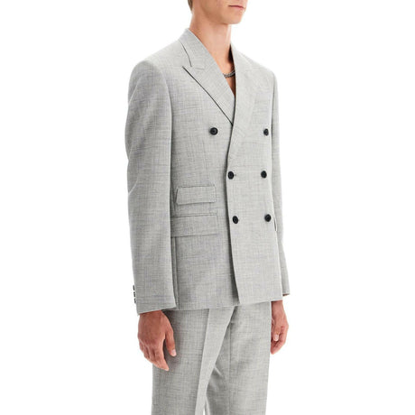 Wool-Blend Double-Breasted Blazer.