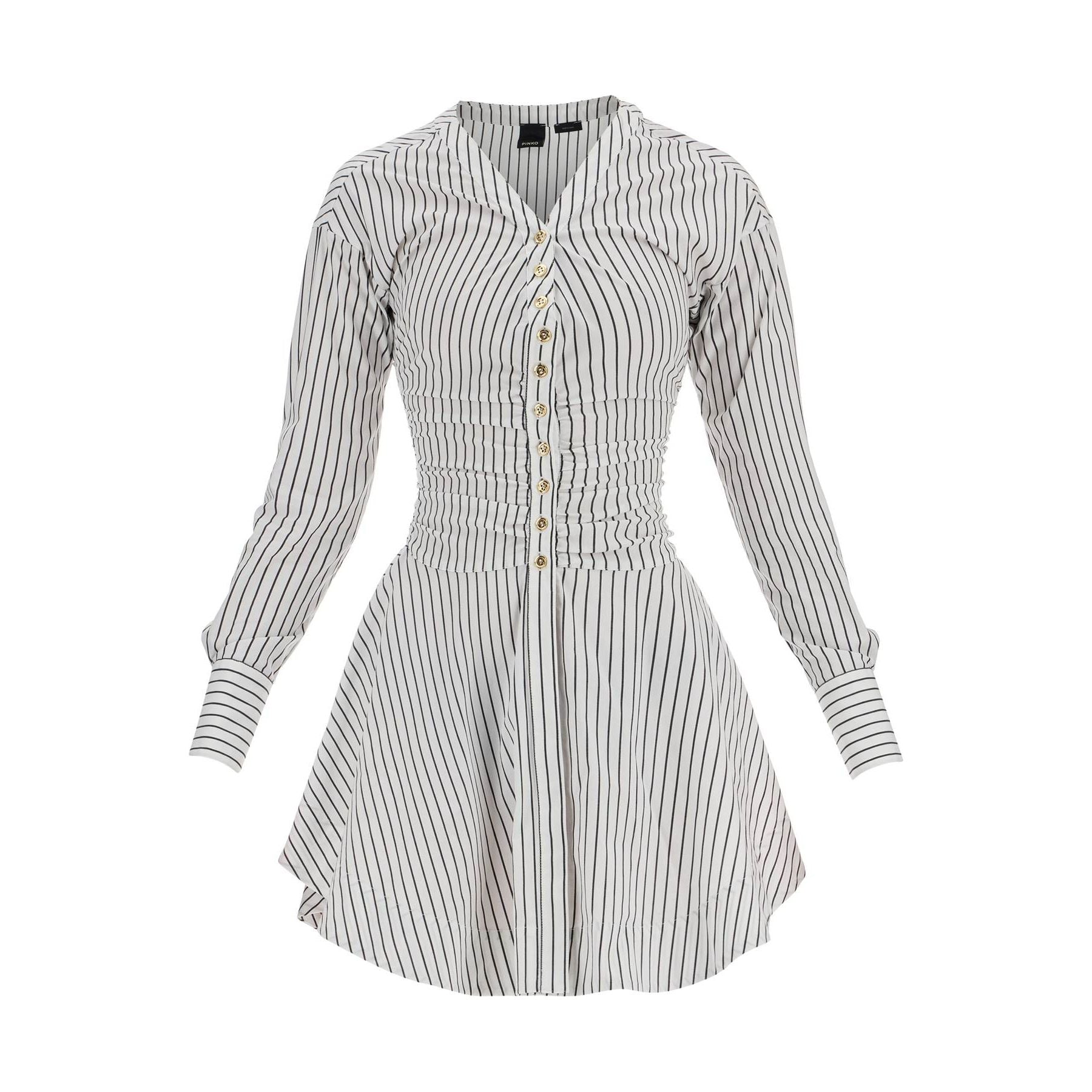 Striped Poplin Mini Dress With Nine