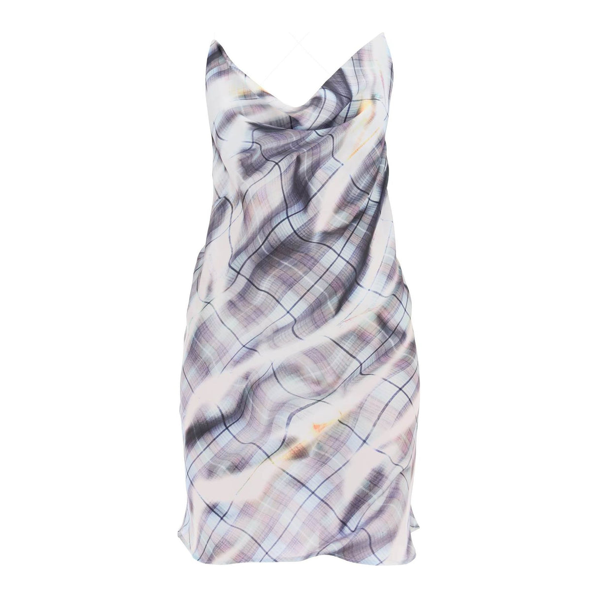 Abstract Print Satin Slip Dress