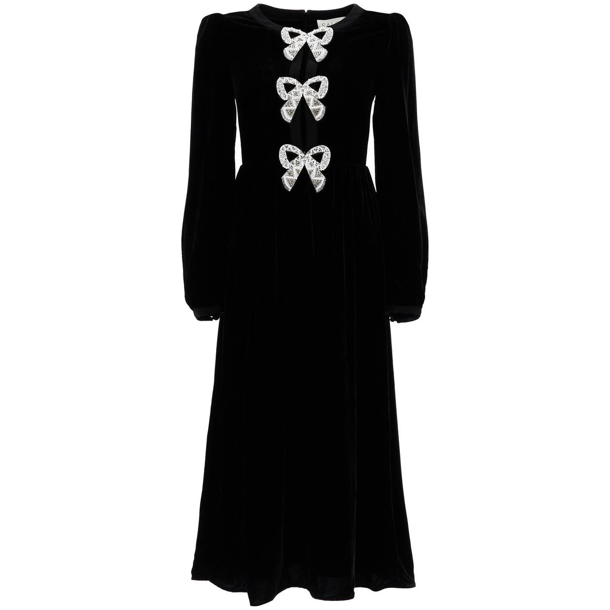 Camille Velvet Maxi Dress With Bows