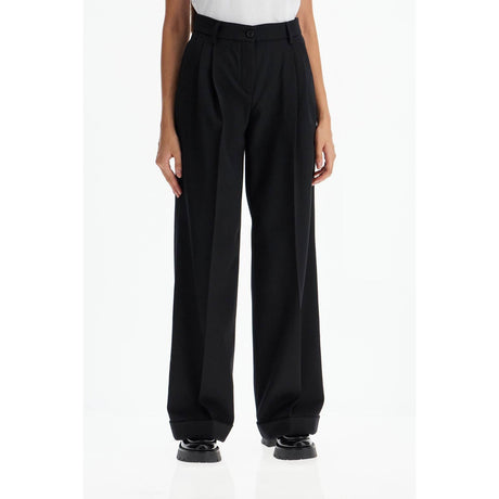 PINKO-Twill Wide Leg Trousers In Pal -JOHN JULIA.