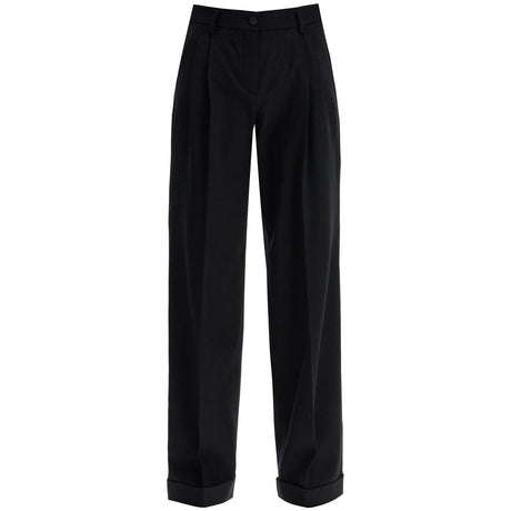 PINKO-Twill Wide Leg Trousers In Pal -JOHN JULIA.