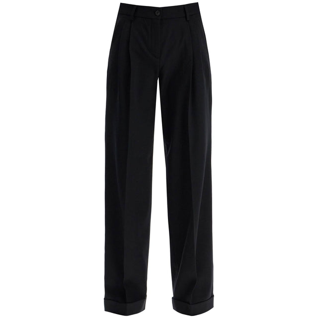 PINKO-Twill Wide Leg Trousers In Pal -JOHN JULIA.