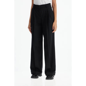 PINKO-Twill Wide Leg Trousers In Pal -JOHN JULIA.