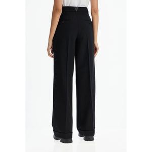 PINKO-Twill Wide Leg Trousers In Pal -JOHN JULIA.