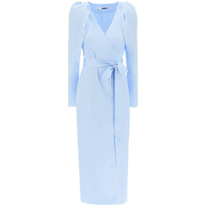 Satin Wrap Midi Dress With A Crossover