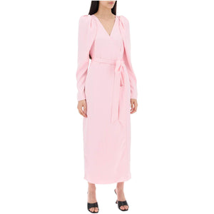 Satin Wrap Midi Dress With A Crossover