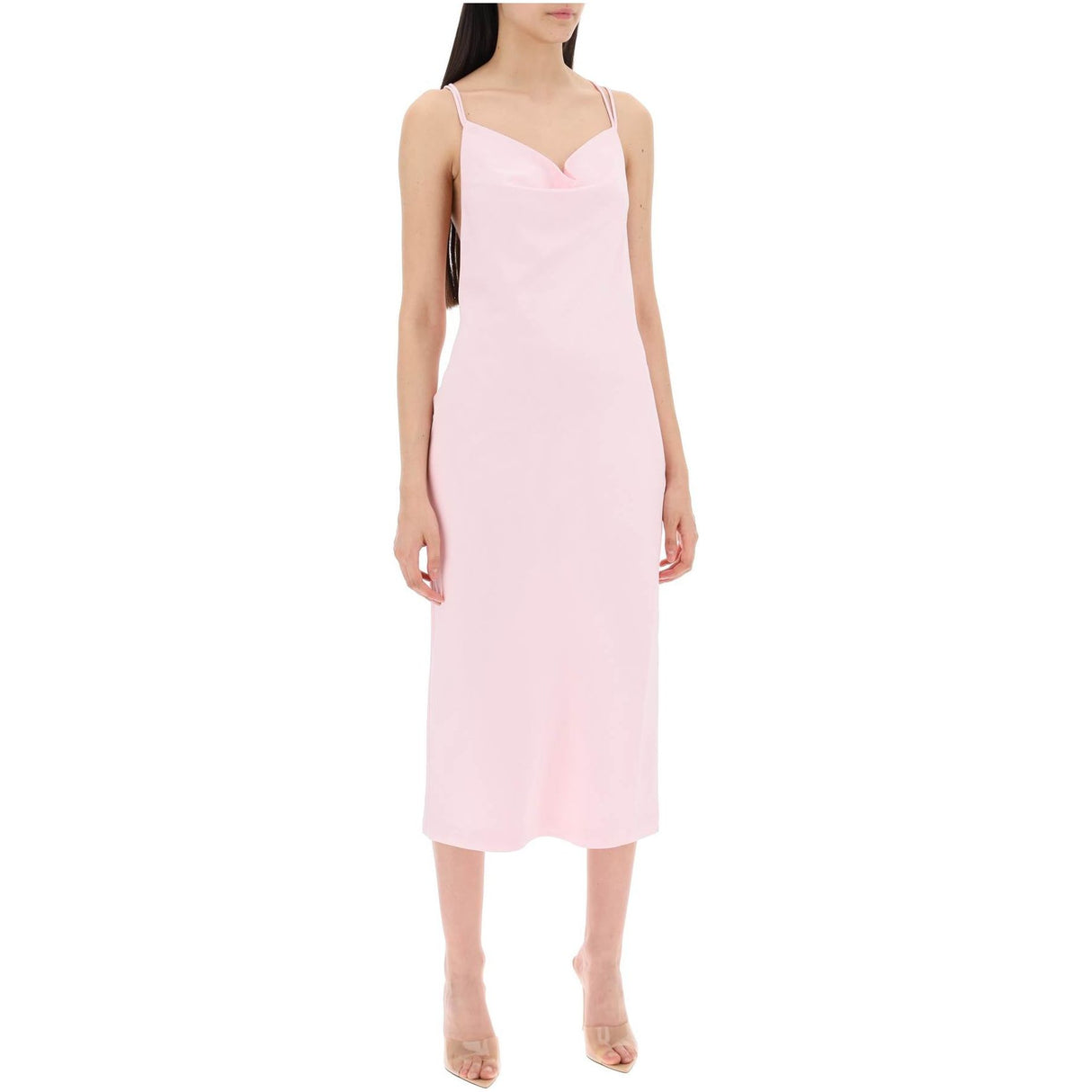 Satin Midi Slip Dress For A