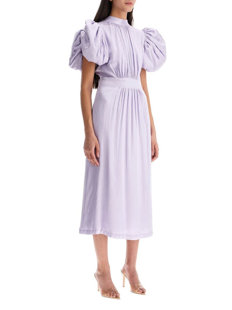 Puff Sleeve Satin Midi Dress-Rotate-JOHN JULIA